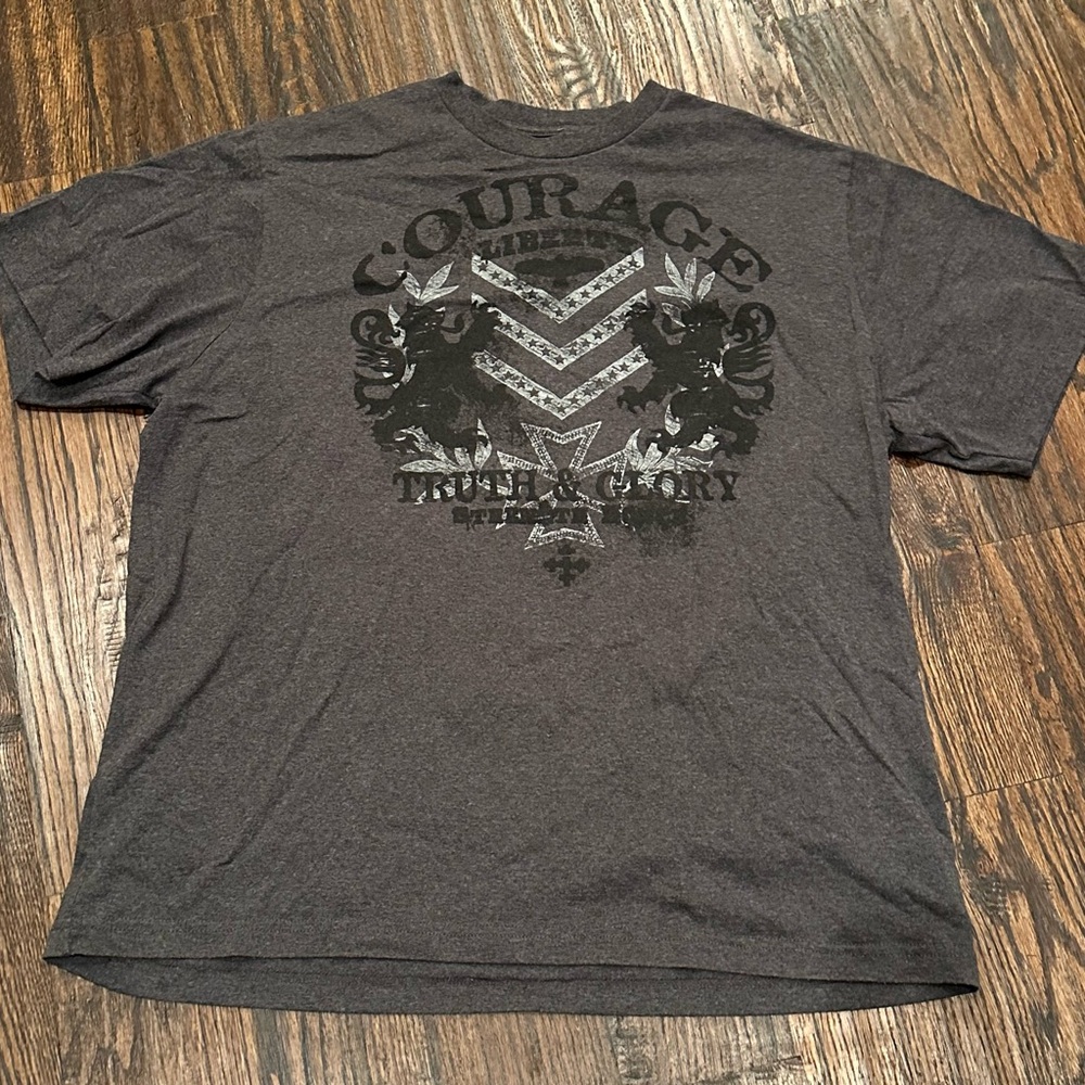 True Nation Charcoal Gray Courage Graphic  T-Shirt - Size 2XL